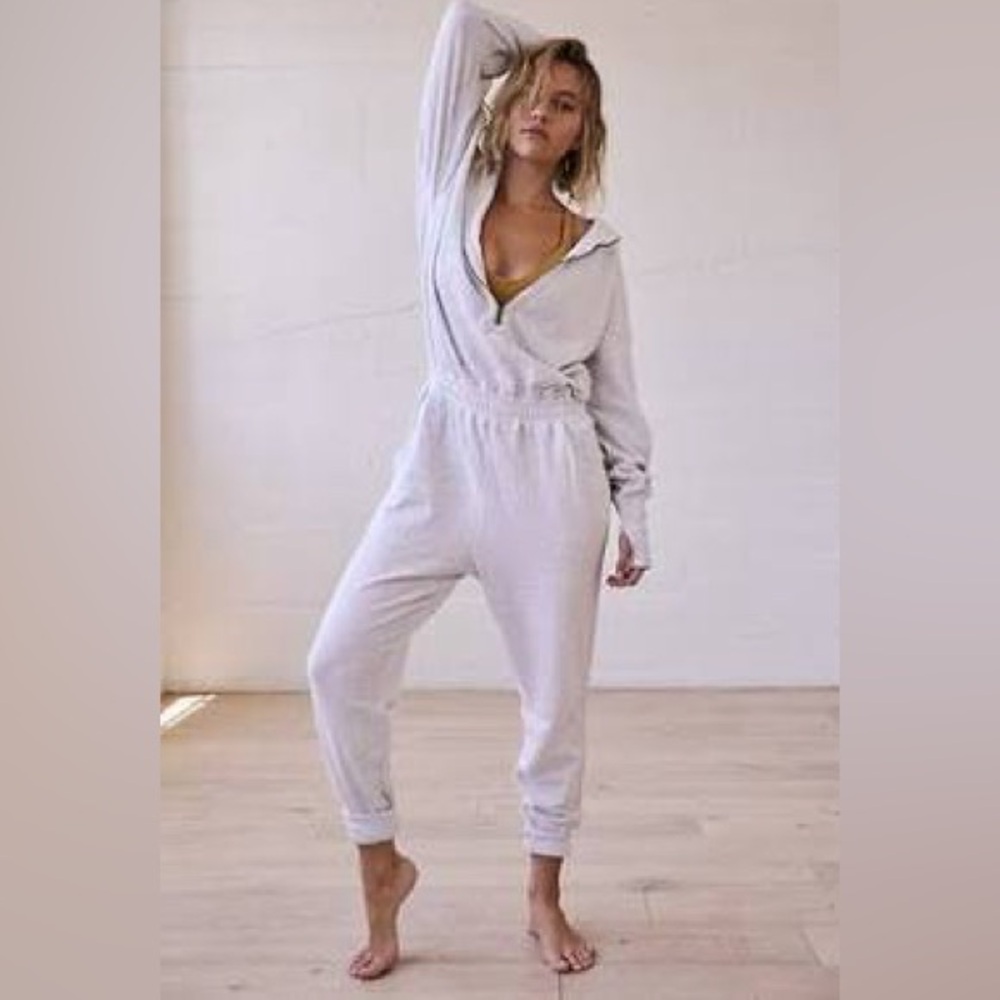 FP Movement Gray Hooded Jumpsuit with Relaxed Fit